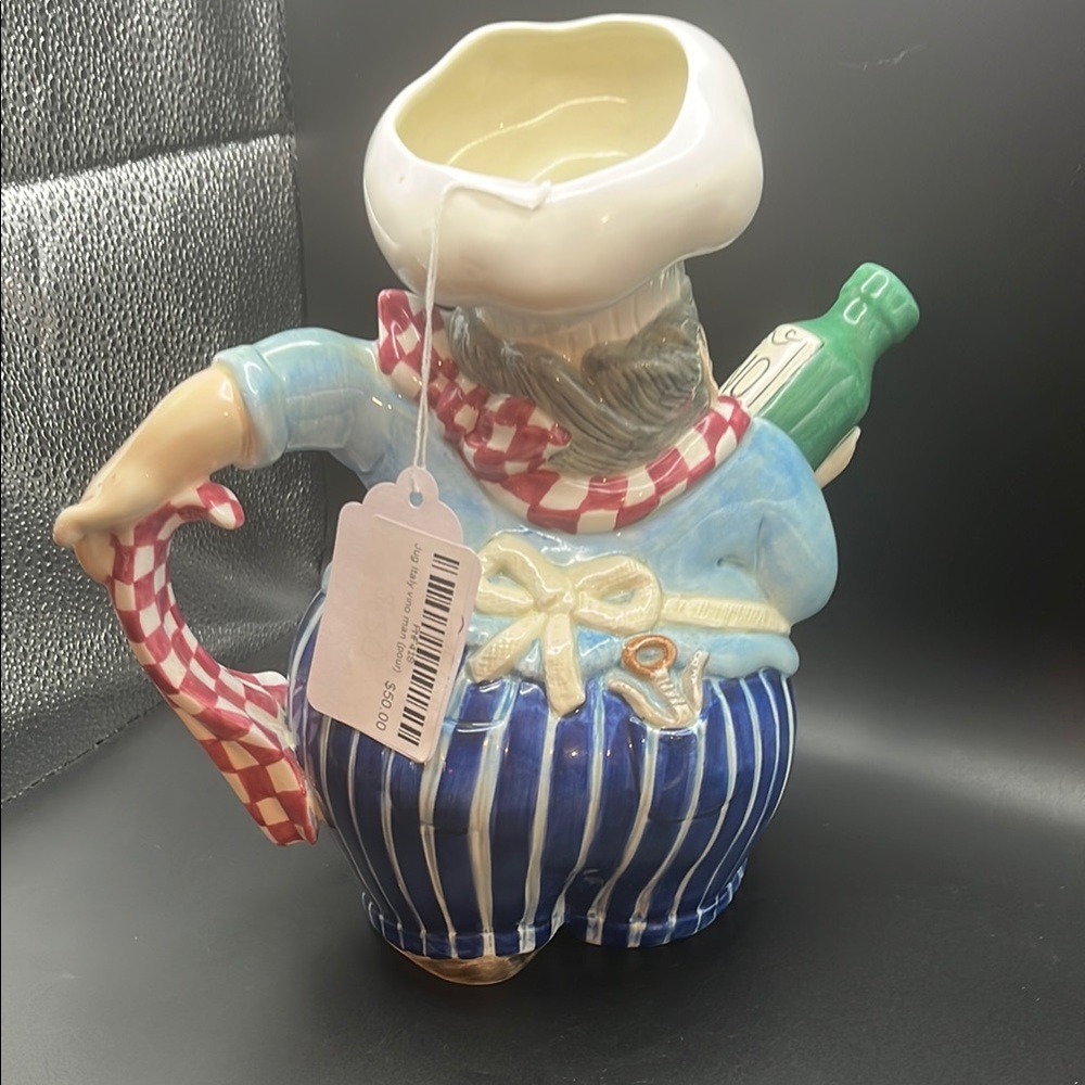 Chef Ceramic Pitcher with Red Checkered Scarf - Picture 8 of 10